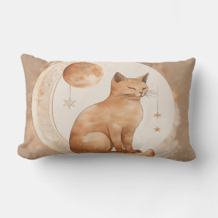 Boho-Mond-Katzendesign Lendenkissen