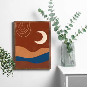 Boho Mond Landschaft Abstract Terracotta Trendig Poster