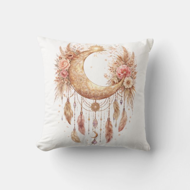 Boho Mond Mystische Stimmung Kissen (Vorderseite)
