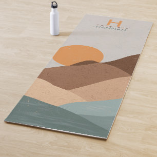 Boho Monogram Abstrakt Sun Mountains Modern Yogamatte