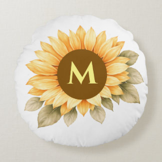 Boho-Monogramm Cottagecore-Geschenk Rundes Kissen