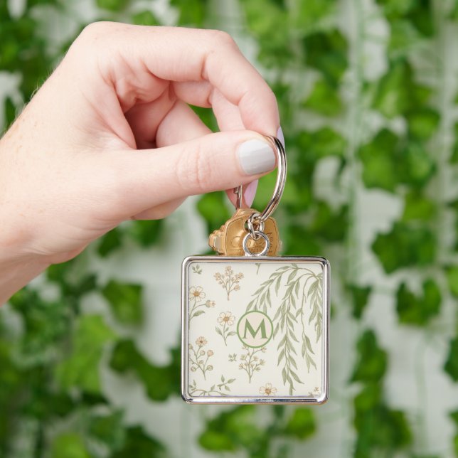 Boho-Monogramm Cottagecore-Geschenk Schlüsselanhänger (Hand)