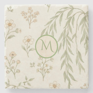 Boho-Monogramm Cottagecore-Geschenk Steinuntersetzer