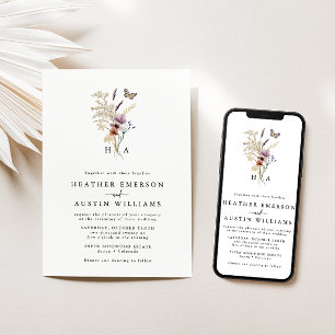 Boho Monogrammed Wedding Invitation Einladung