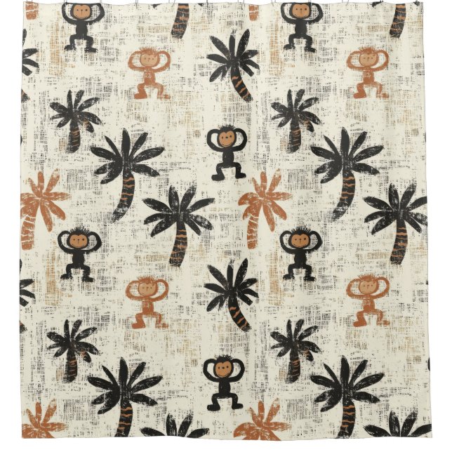 Boho-Monster-Dschungel-Safari-Muster Duschvorhang (Vorderseite)