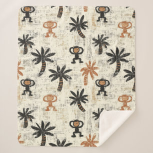 Boho-Monster-Dschungel-Safari-Muster Sherpadecke