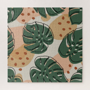Boho monstera: abstraktes tropisches Muster Puzzle