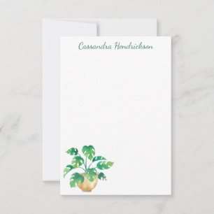 Boho Monstera Pflanze Modern Minimalistisch Person Mitteilungskarte