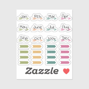 Boho Monthly Arrows and Washi Planner Stickers Aufkleber