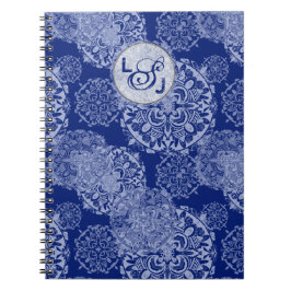 Boho Moody Blues Mandalases Mit Monogramm Notizblock
