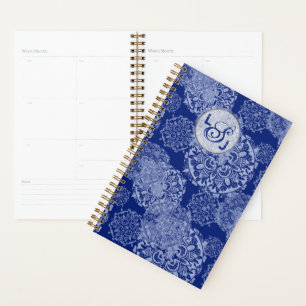 Boho Moody Blues Mandalases Mit Monogramm Planer