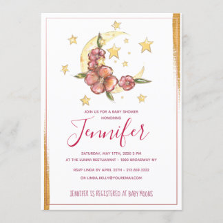 Boho Moon Babydusche Einladung