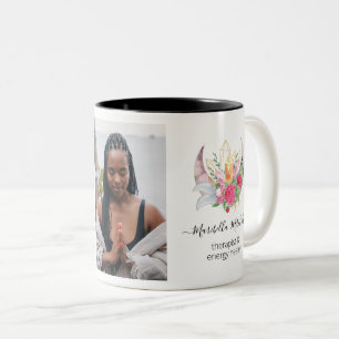 Boho Moon Crystals Feathers Blume Feathers Foto Zweifarbige Tasse