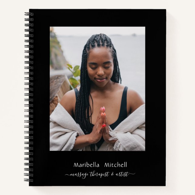 Boho Moon Crystals Feathers Blume Vertikales Foto Notizbuch (Vorderseite)