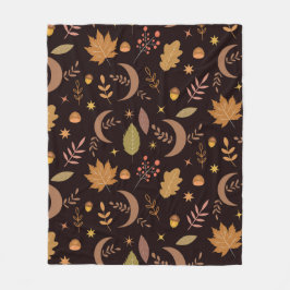 Boho Moon mit dem Muster der Herbstleaves Fleecedecke