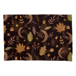 Boho Moon mit Herbstblättermuster Kissenbezug