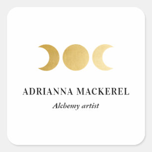 Boho Moon Phase Imitate Gold Fossilienmuseum Monte Quadratischer Aufkleber