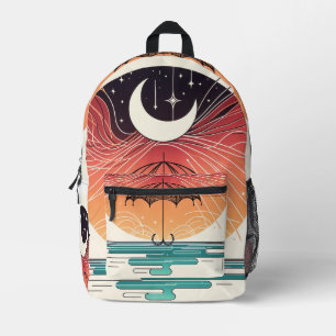 Boho Moon & Starry Rain Art Bedruckter Rucksack