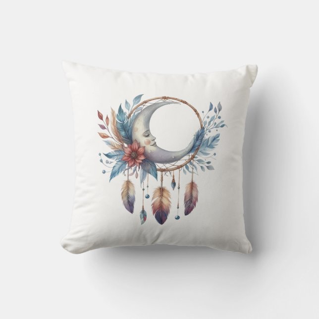 Boho Moon Throw Pillow Kissen (Vorderseite)