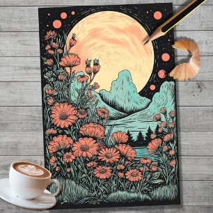 Boho Moon und Blume 6 Dekoupage Paper Seidenpapier
