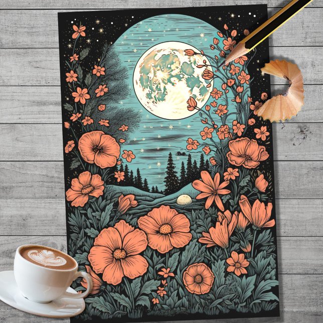 Boho Moon und Blume 8 Dekoupage Paper Seidenpapier (Von Creator hochgeladen)