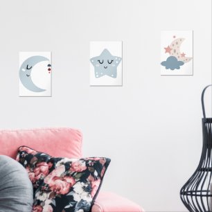 Boho Moon und Star Kinderzimmer Bilderwand Sets