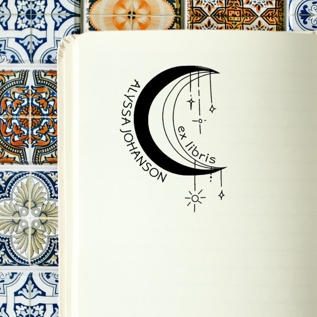 Boho MoonCrest Universe Custom Book Exlibris Gummistempel (Von Creator hochgeladen)