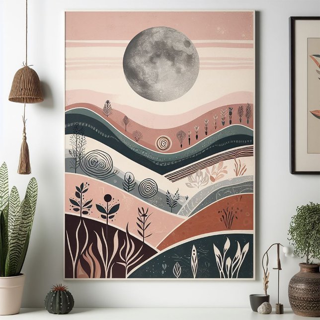 Boho Moonlit Landschaft - Moon Abstrakt Poster (Von Creator hochgeladen)