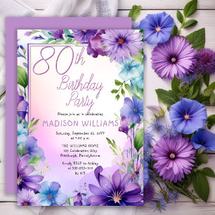Boho Morning Glories Floral 80. Geburtstagsparty Einladung