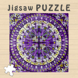 Boho Mosaic Mandala Tile Violet Flame - Puzzle