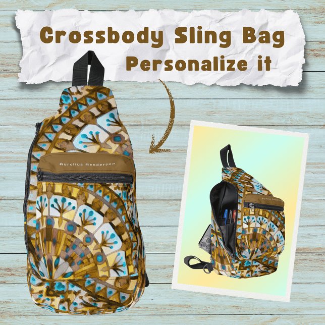 Boho Mosaic Tile Gelber Honey - Crossbody Bag (Von Creator hochgeladen)