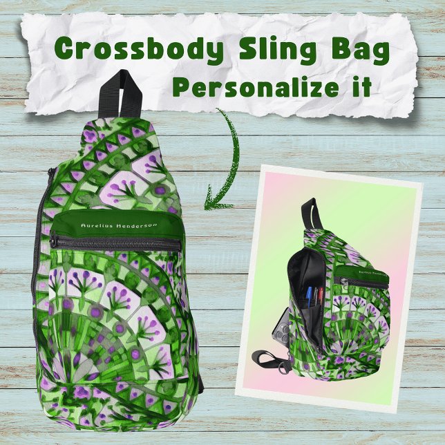 Boho Mosaic Tile Green Grass - Crossbody Bag (Von Creator hochgeladen)