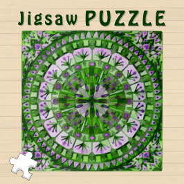 Boho Mosaic Tile Green Grass - Puzzle