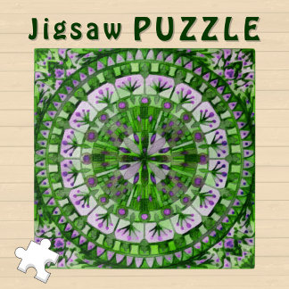 Boho Mosaic Tile Green Grass - Puzzle