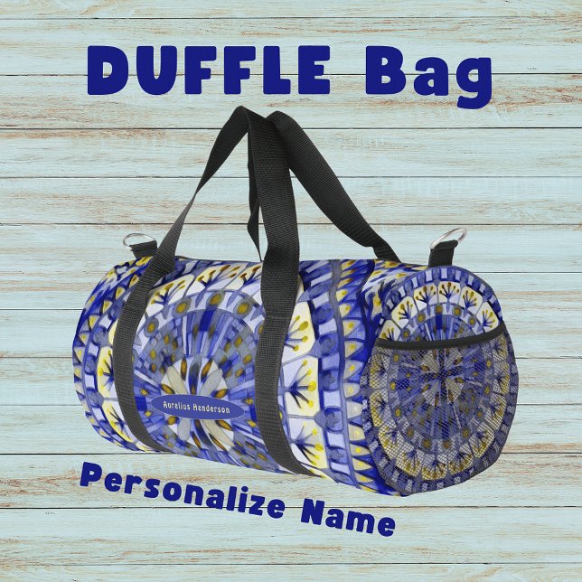 Boho Mosaic Tile Navy Blue Water - Duffle Bag (Von Creator hochgeladen)