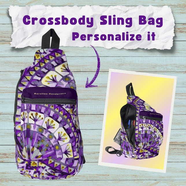 Boho Mosaic Tile Violet Flame - Crossbody Bag (Von Creator hochgeladen)