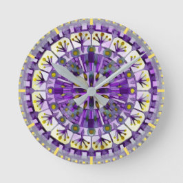 Boho Mosaic Tile Violet Flame - Runde Wanduhr