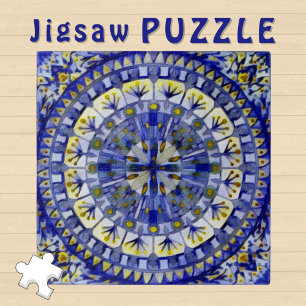 Boho-Mosaikfliese Navy Blau Wasser - Puzzle