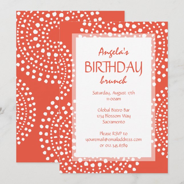 Boho Mosaikstämme Birthday Orange Einladung (Vorne/Hinten)