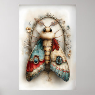 Boho-Motten-Druck, Schmetterling Frühling Druckbar Poster