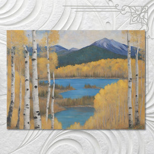 Boho Mountain Aspen Tree Scene Seidenpapier