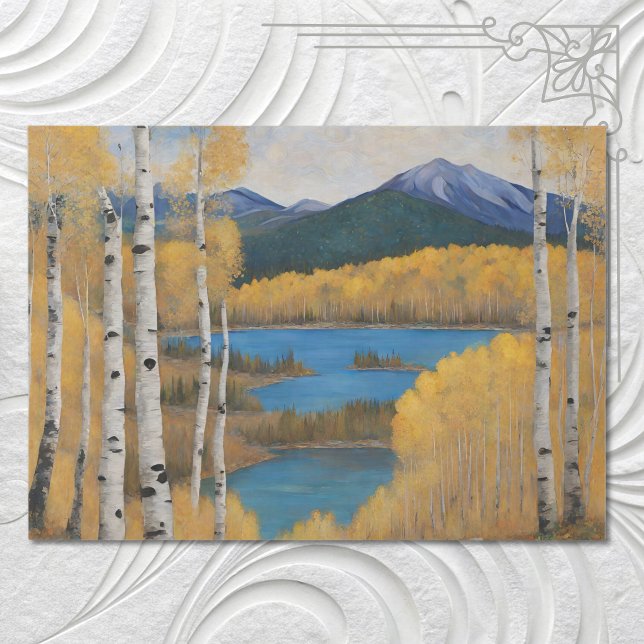 Boho Mountain Aspen Tree Scene Seidenpapier (Von Creator hochgeladen)