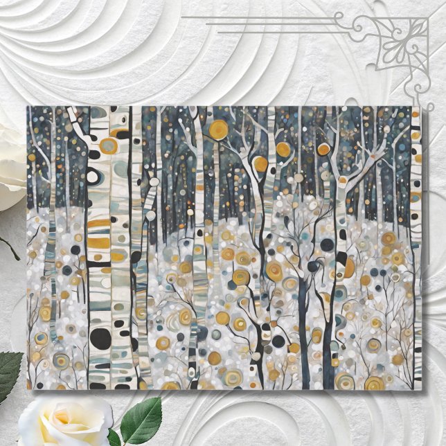 Boho Mountain Aspen Tree Scene Seidenpapier (Von Creator hochgeladen)