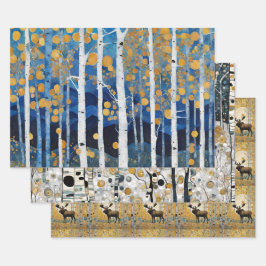 Boho Mountain Aspen Tree Szenen Geschenkpapier Set