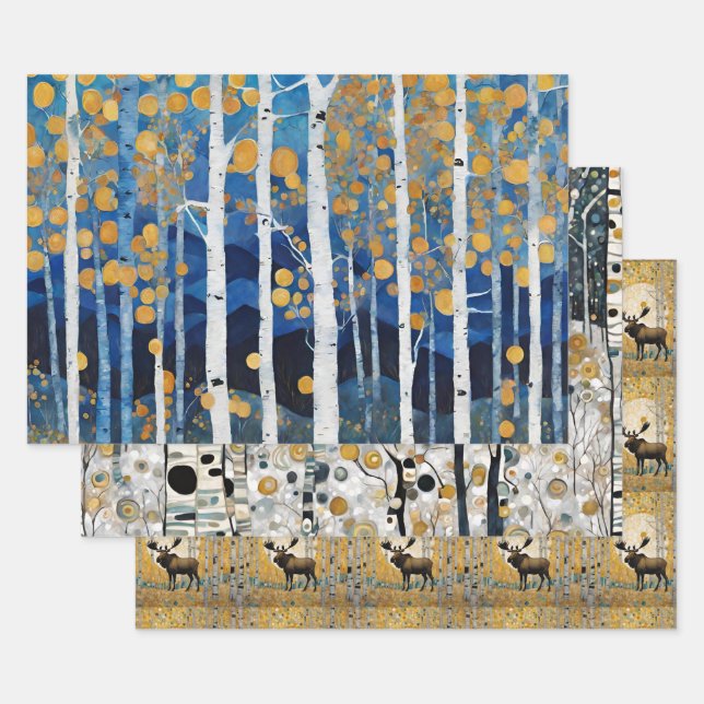 Boho Mountain Aspen Tree Szenen Geschenkpapier Set (Set)