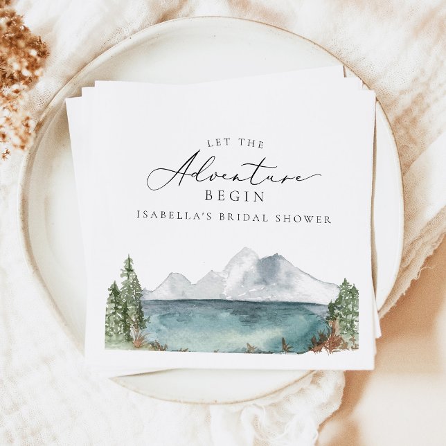 Boho Mountain Lake Adventure Brautparty Serviette (Von Creator hochgeladen)