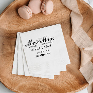 Boho Mr und Mrs Liebespfeil Monogramm Hochzeit Serviette