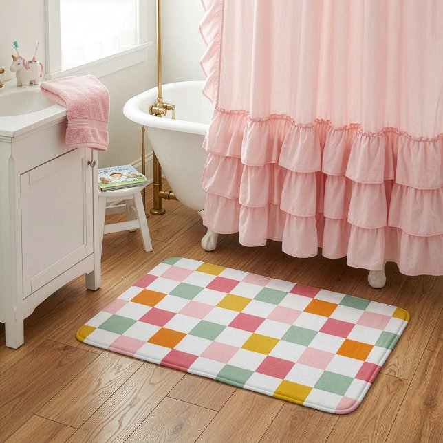 Boho Multicolor Checkerboard Badematte (Von Creator hochgeladen)