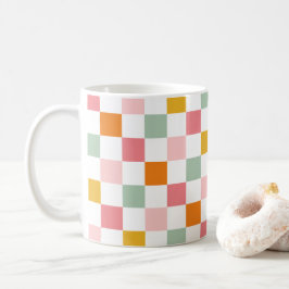 Boho Multicolor Checkerboard Kaffeetasse
