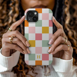 Boho Multicolor Checkerboard Monogram Case-Mate iPhone Hülle